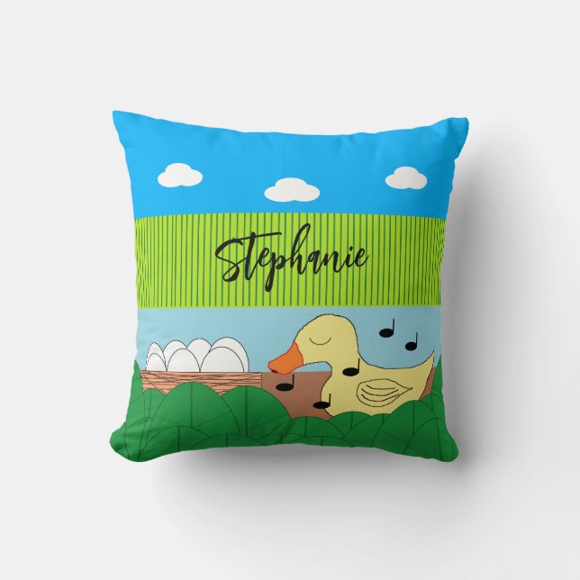 Mutter Duck in der Nähe des Wassers singen: Kissen (Vorderseite)