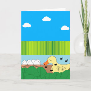 Mutter Duck in der Nähe des Wassers singen: Leere Karte