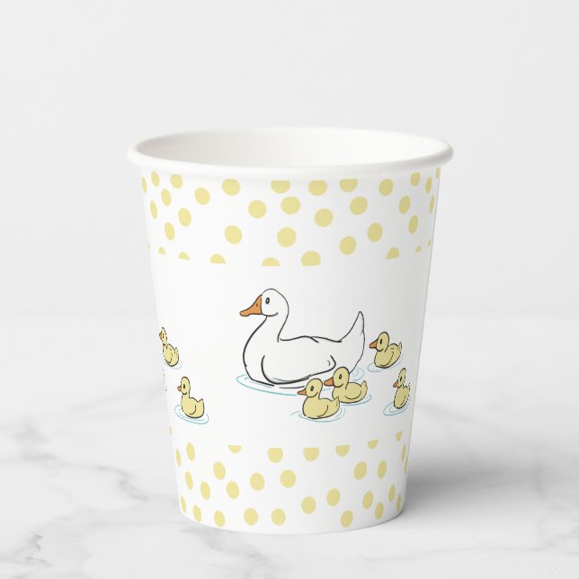 Mutter Duck und Ducklings Baby Dusche Papiertasse Pappbecher (Rückseite)