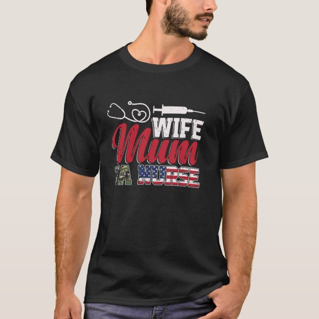 Mutter Ehefrau VA Krankenschwester T-Shirt (Vorderseite)