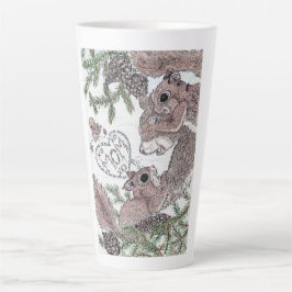 Mutter Eichhörnchen mit Kits Milchtasse