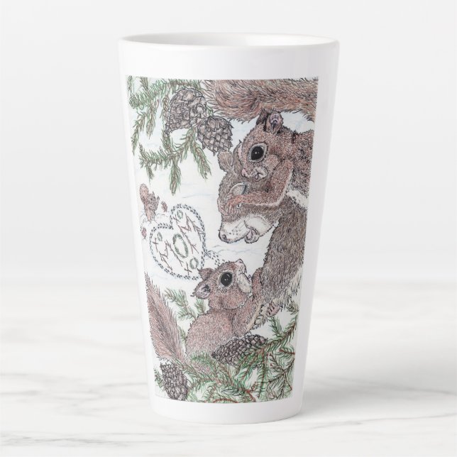 Mutter Eichhörnchen mit Kits Milchtasse (Vorderseite)