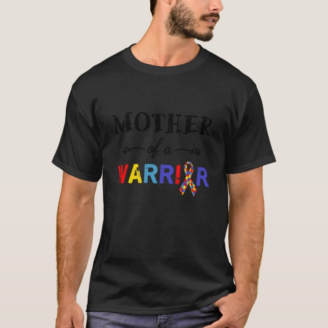 Mutter eines Kriegers Autismus-Bewusstsein Mutter  T-Shirt (Vorderseite)