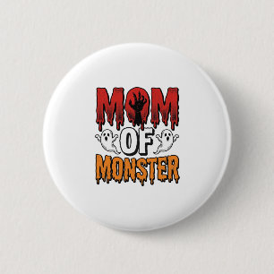 Mutter eines Monsters Vintage Halloween-Shirt-Desi Button
