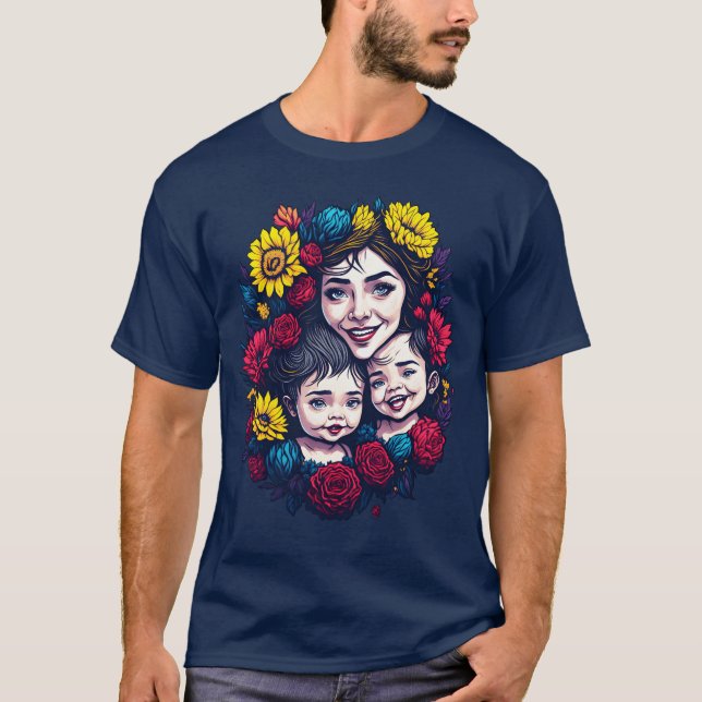 Mutter eines Zwillingsjungen T-Shirt (Vorderseite)