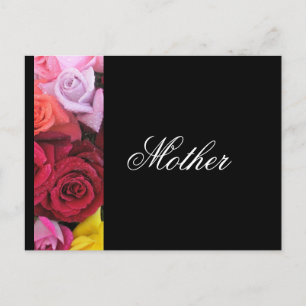 Mutter Elegante Rose Gruß Postkarte schwarz