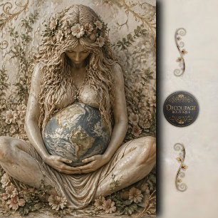 Mutter-Erde-Göttin-Porträt-Decoupage Seidenpapier