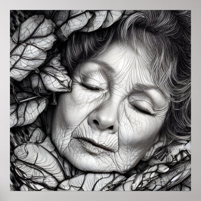 Mutter Erde schläft unter den Blätter Poster (Vorne)