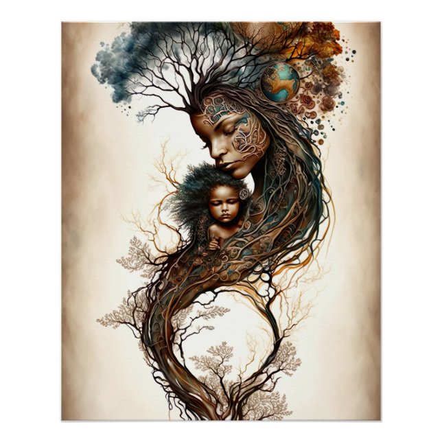 Mutter Erde und Kind Poster (Vorderseite)