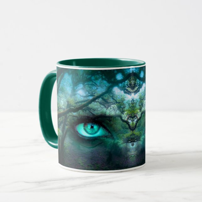 Mutter Erden-grüner göttlicher Waldnatur-Geist Tasse (Vorderseite Links)
