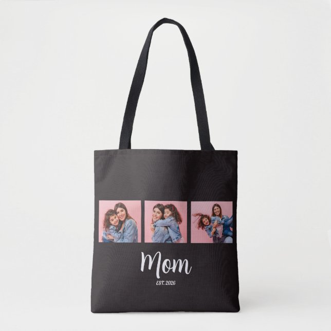 Mutter Erstellte Skript Schwarz 3 Foto Tasche (Vorderseite)