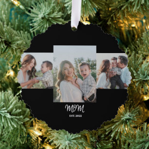 Mutter etabliert, 3-Foto-Ornamentkarte Ornament Karte