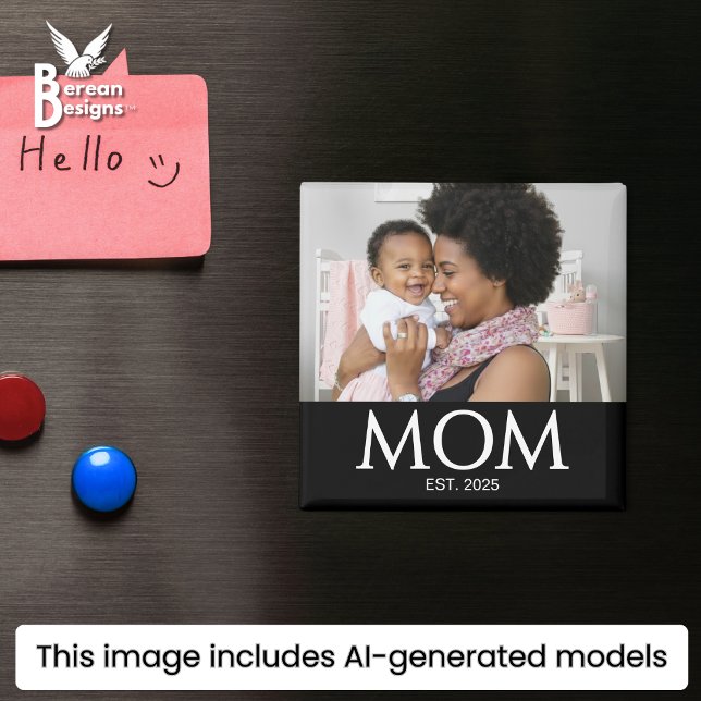 Mutter etablierte Fotogeschenk Magnet (Stylish MOM ESTABLISHED photo magnet with custom photo & text. Ideal Mother's day favor gift)