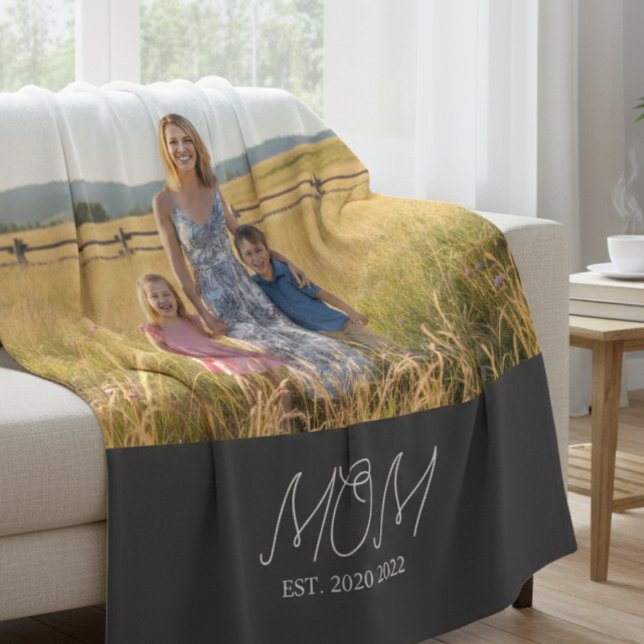 Mutter etablierte moderne schwarze Schrift Foto Fleecedecke (Von Creator hochgeladen)