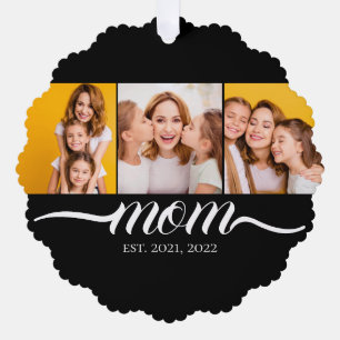 Mutter etablierte Schrift Schwarz 3 Foto-Collage Ornament Karte