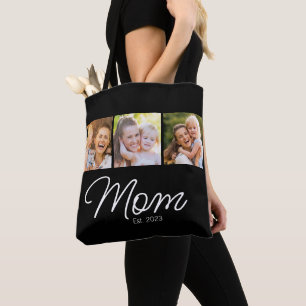 Mutter etablierte Schrift Schwarz 3 Foto Tasche