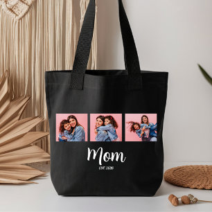 Mutter etablierte Schrift Schwarz 3 Foto Tasche