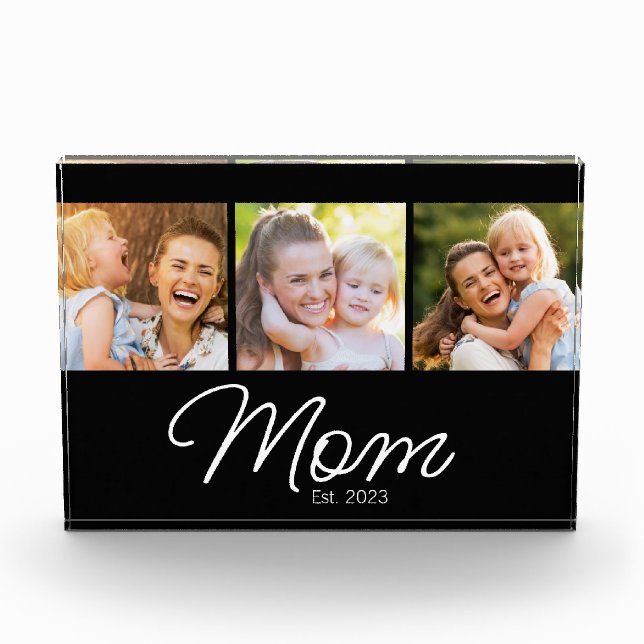Mutter etablierte Skript Schwarz 3 Bild Fotoblock (Vorderseite)