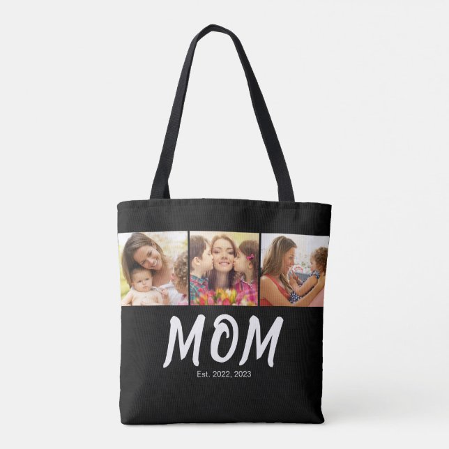 Mutter etablierte Skript Schwarz 3 Foto Tasche (Rückseite)