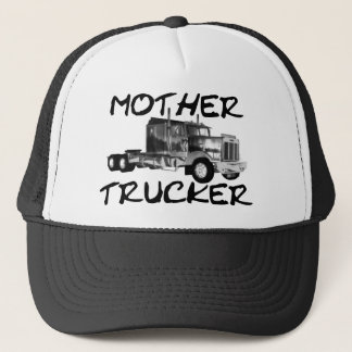 MUTTER-FERNLASTFAHRER - SCHWARZES U. WEISS TRUCKERKAPPE