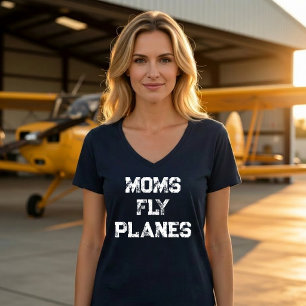 Mütter fliegen Flugzeuge Luftfahrt Minimalistisch T-Shirt