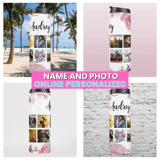 Mutter Foto Collage Keepake Beste Mama je Skript Thermosbecher (Mother Photo Collage Keepsake Best Mom Ever Script Thermal Tumbler
)