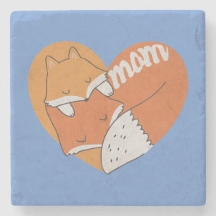 Mutter Fox und Baby Fox Liebe Steinuntersetzer