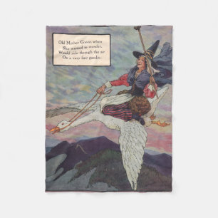 Mutter Gans aus den 1920er Jahren reitet auf ihrer Fleecedecke