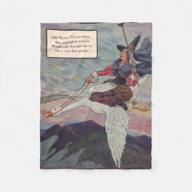 Mutter Gans aus den 1920er Jahren reitet auf ihrer Fleecedecke (Vorderseite)