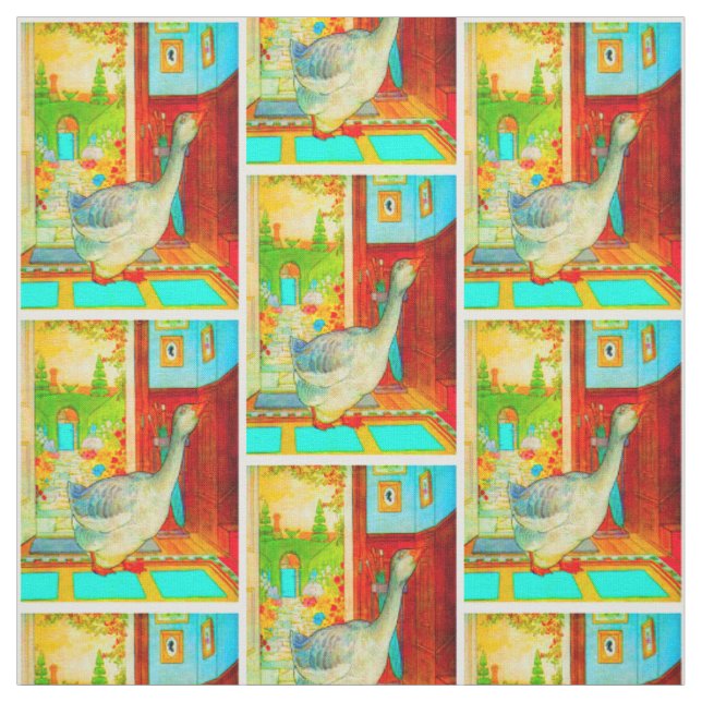 Mutter-Gans im Haus-Kinderzimmer-Reim Stoff (Muster)