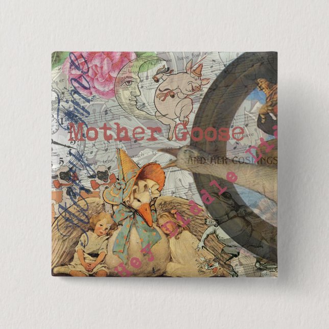 Mutter-Gans-Reim-Fairy-Tale Button (Vorderseite)