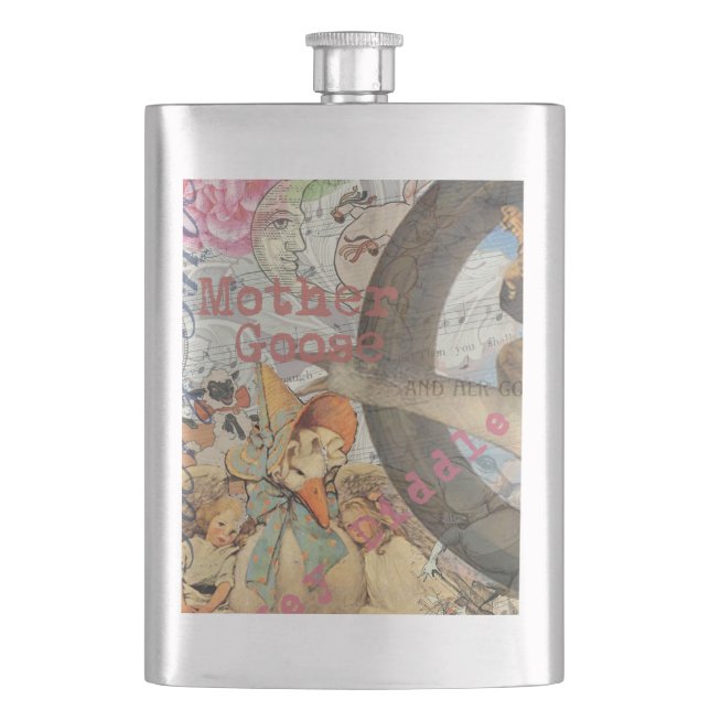Mutter-Gans-Reim-Fairy-Tale Flachmann (Vorderseite)