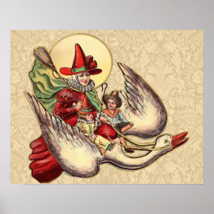 Mutter Gänse Kinderantike Illustration Poster