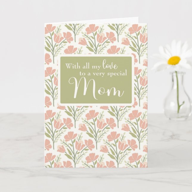 Mutter Geburtstags rosa Blume Muster Karte (Kleine Pflanze)