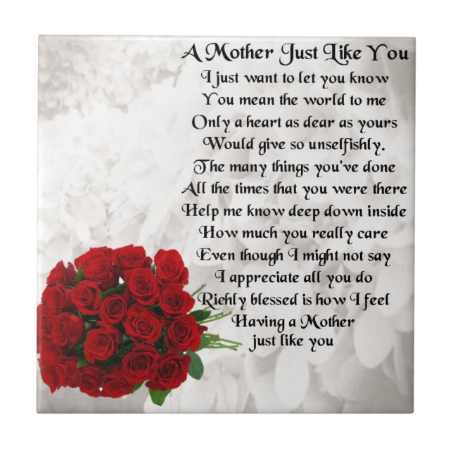 Mutter-Gedicht - Rosen-Entwurf Fliese (Vorderseite)