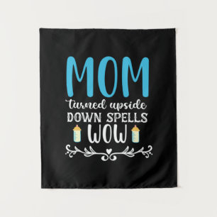Mutter Geschenk Mama auf den Kopf gedreht Wow Wandteppich