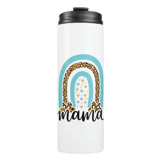 Mutter Geschenk Rainbow Leopard Mama Thermosbecher (Vorderseite)