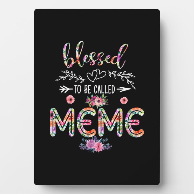 Mutter gesegnet, als Mama und Meme-Blume bezeichne Fotoplatte (Vorderseite)