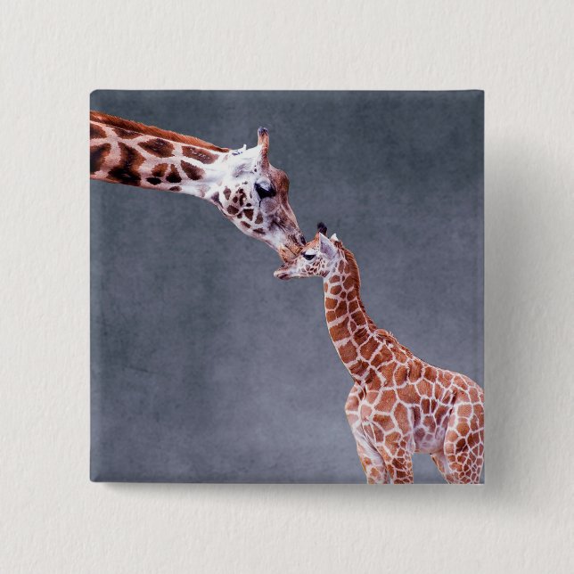 Mutter Getty Bild-| u. Baby-Giraffe Button (Vorderseite)