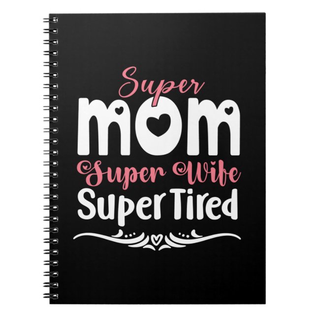 Mutter Gift Super Mama Super Ehefrau Notizblock (Vorderseite)