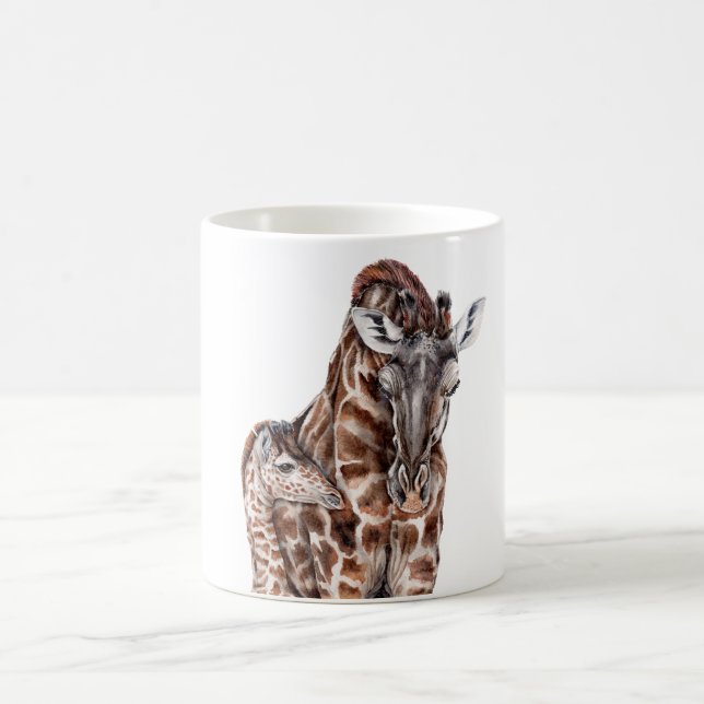 Mutter Giraffe mit Baby Giraffe Kaffeetasse (Mittel)