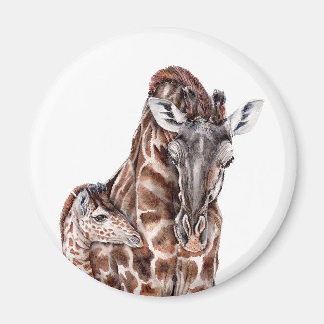 Mutter Giraffe mit Baby Giraffe Magnet (Vorne)
