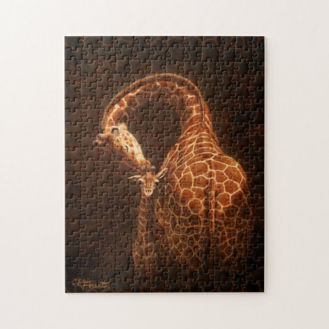 Mutter Giraffe und Baby (Vertikal)