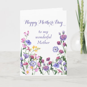Mutter glücklich Muttertag farbenfroher Garten Blu Feiertagskarte