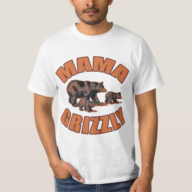 Mutter Grizzly T-shirts, Hoodies, Knöpfe T-Shirt (Vorderseite)