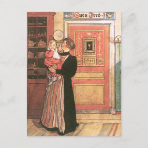 Mutter hält Baby in der Küche Postkarte