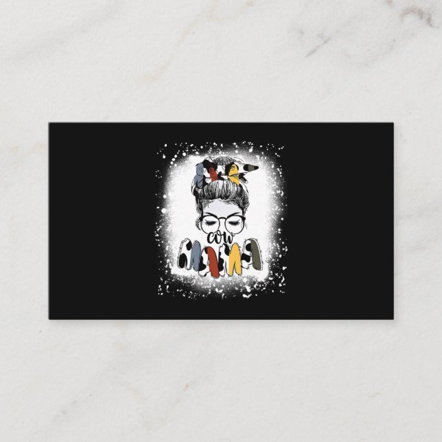 Mutter Heifer Bauer Mama Cow Messy Bun Hair Bandan Visitenkarte (Vorderseite)