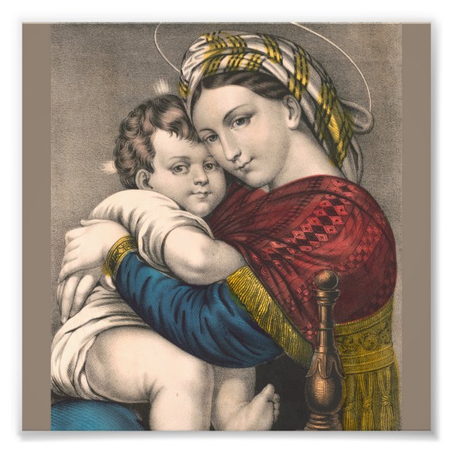 Mutter heiratet mit dem Baby Jesus Fotodruck (Vorne)