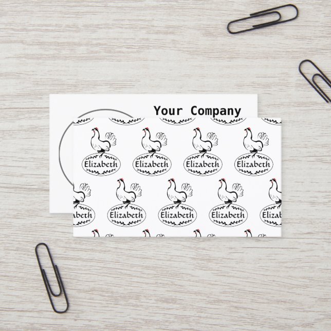 Mutter Hen Nesting on Monogram Egg Visitenkarte (Vorderseite/Rückseite Beispiel)
