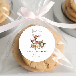 Mutter Hirsche und Baby Reh Babydusche Danke, dass Runder Aufkleber